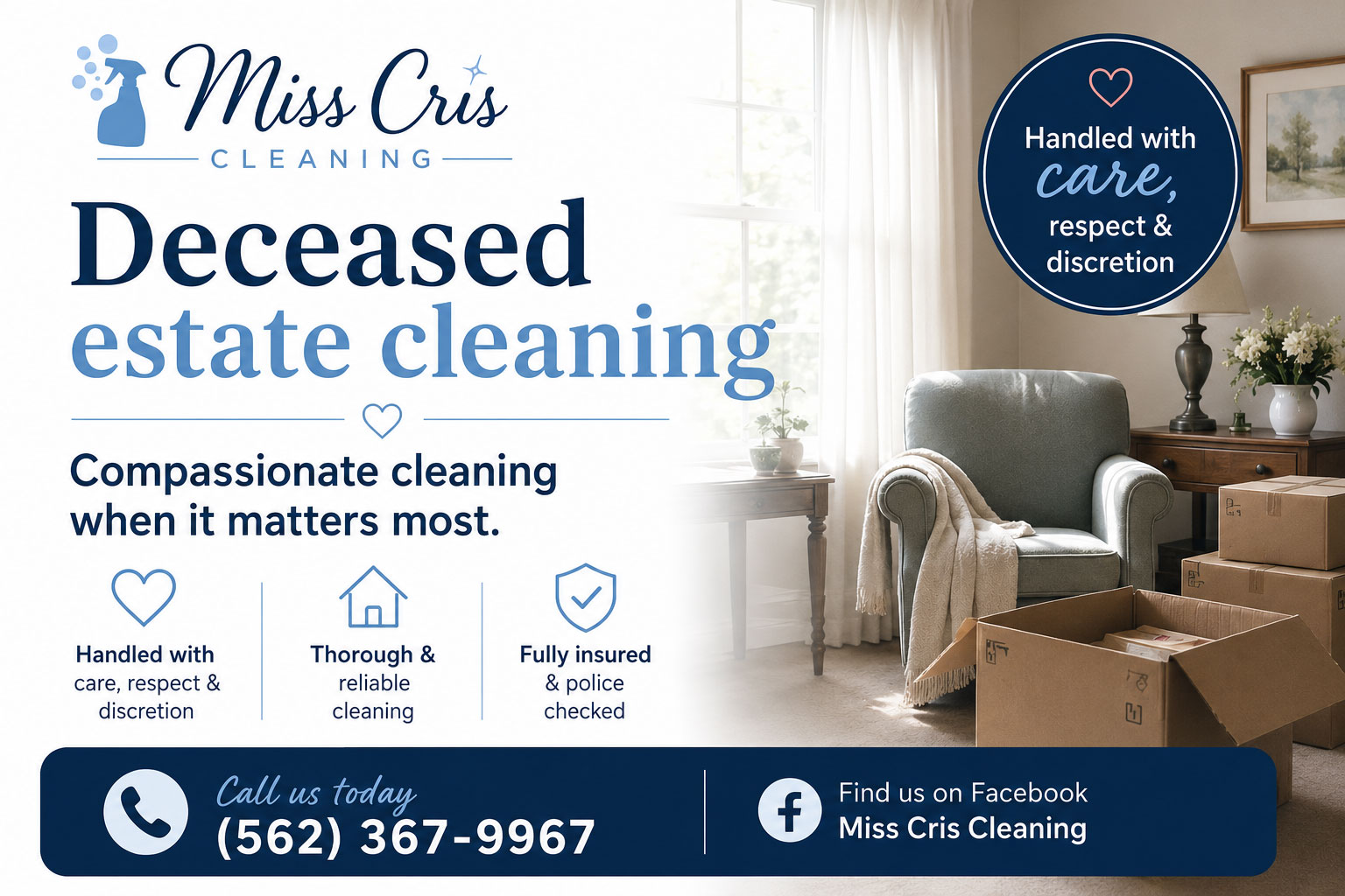 Deceased estate cleaning services from Miss Cris Cleaning
